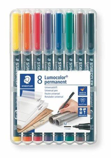 Alkoholos marker készlet, OHP, 1 mm, STAEDTLER "Lumocolor® 317 M", 8
különböző szín