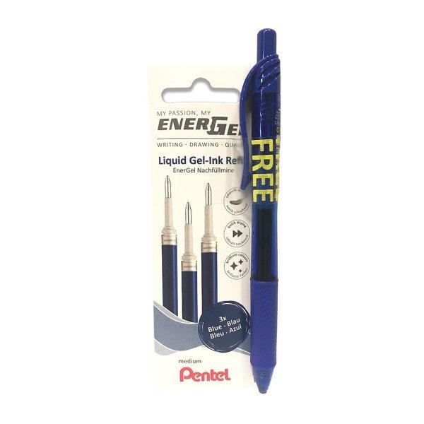 Tollbetét 3db/csomag 0,35mm, Pentel EnerGel, írásszín kék + 1 db ajándék
BL107-CX kék EnerGel toll