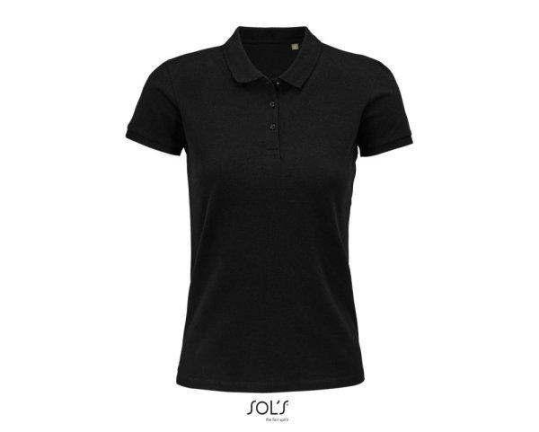 Női PLANET organikus rövid ujjú galléros póló, SOL'S SO03575,
Black-XS