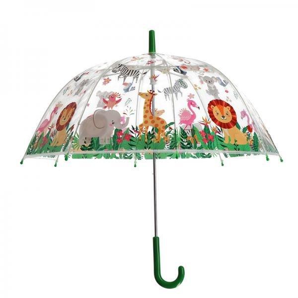 Átlátszó gyerek esernyő, safari állatvilág mintával KG258