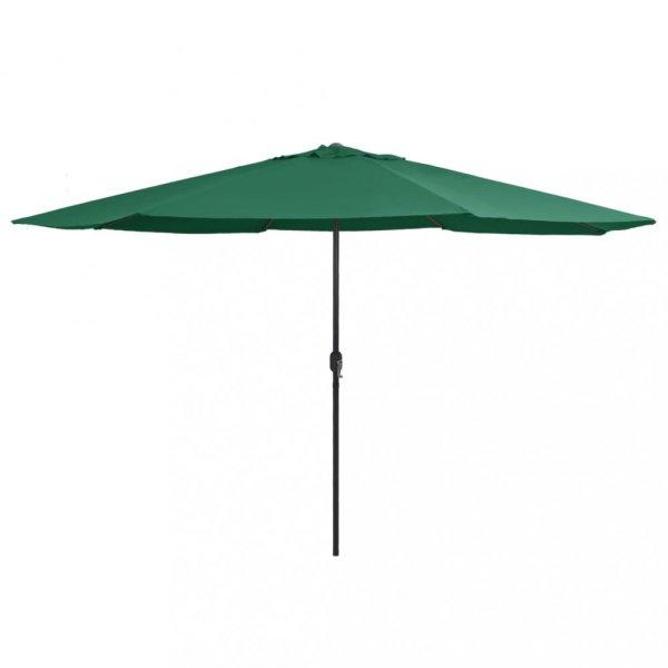 Zöld kültéri napernyő fémrúddal 390 cm