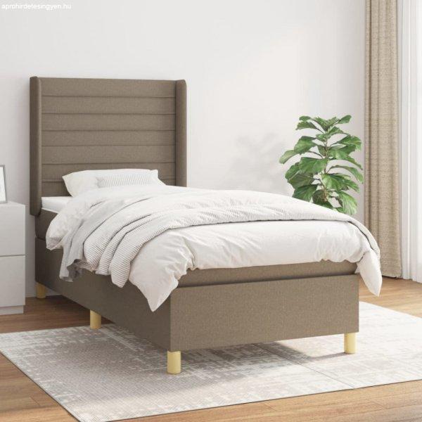 Tópszínű szövet rugós ágy matraccal 80 x 200 cm