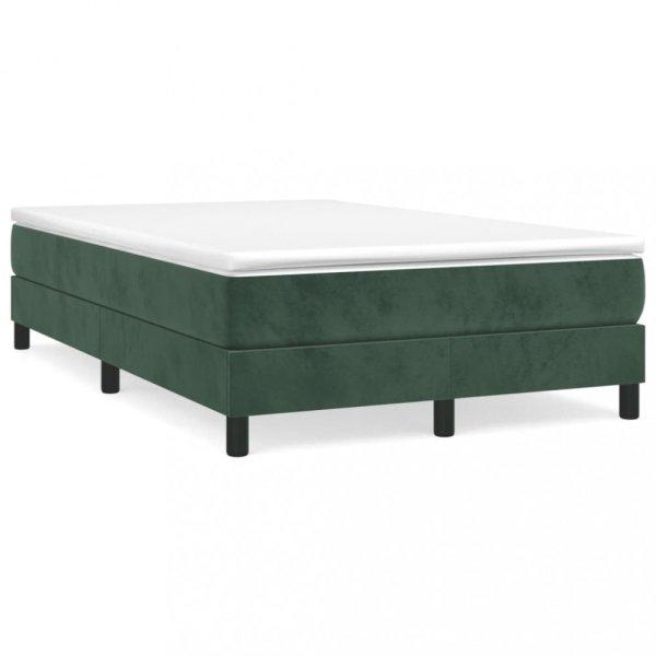 Sötétzöld bársony rugós ágy matraccal 120x190 cm