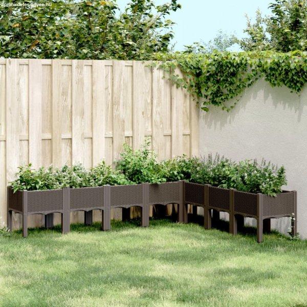 Barna PP rácsos kerti ültetőláda 200 x 160 x 42 cm
