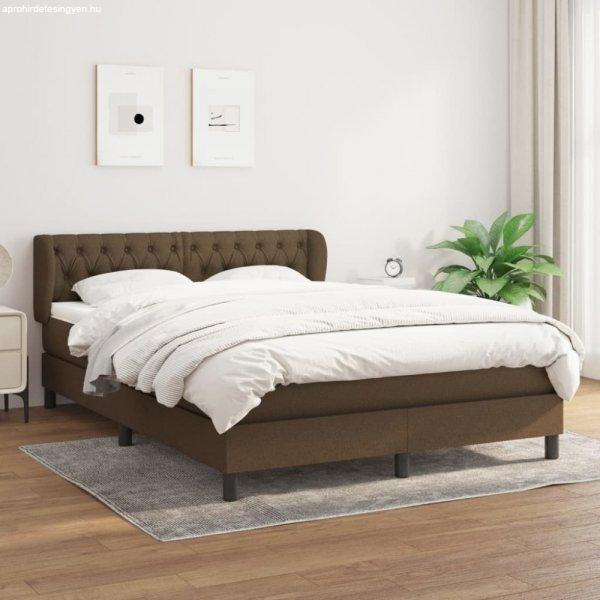 Sötétbarna szövet rugós ágy matraccal 140 x 190 cm