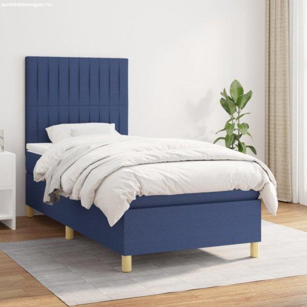 Kék szövet rugós ágy matraccal 90 x 190 cm