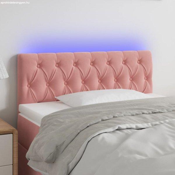 Rózsaszín bársony LED-es fejtámla 100 x 7 x 78/88 cm