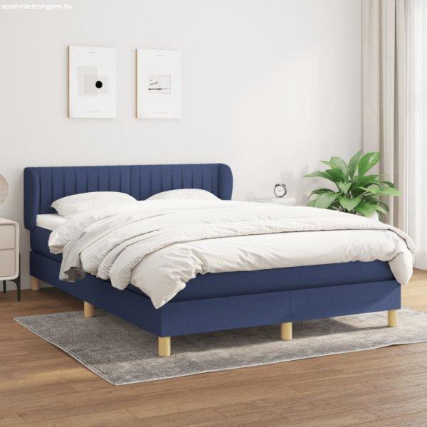Kék szövet rugós ágy matraccal 140 x 200 cm