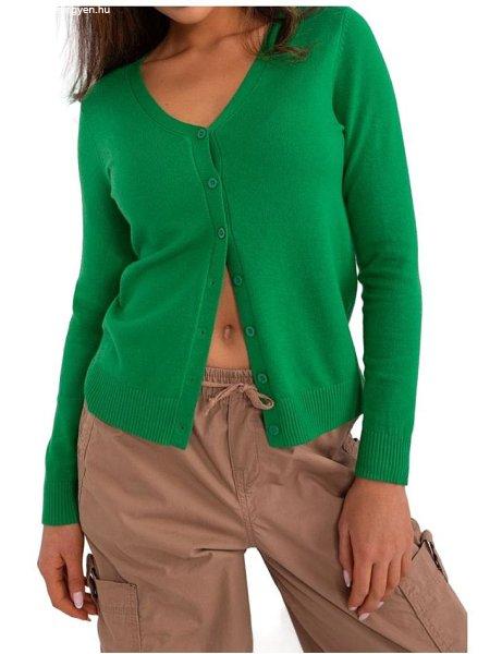 Zöld gombos pulóver