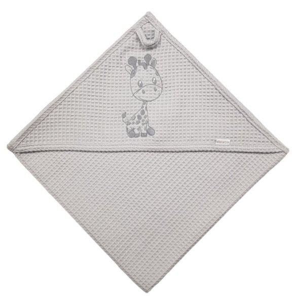 Babastar hímzett fürdőlepedő Waffle 70*70 cm - zsiráf szürke 