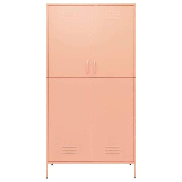 Rózsaszín acél ruhásszekrény 90 x 50 x 180 cm