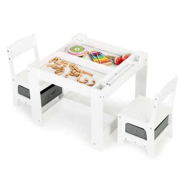 ECOTOYS többfunkciós gyermekbútor szett asztal 2 székkel #fehér