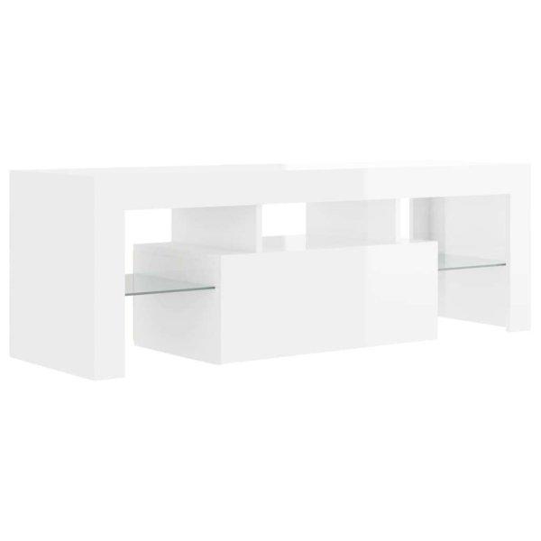 Magasfényű fehér tv-szekrény led-lámpákkal 120 x 35 x 40 cm