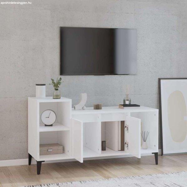 Fehér magasfényű szerelt fa tv-szekrény 100x35x55 cm