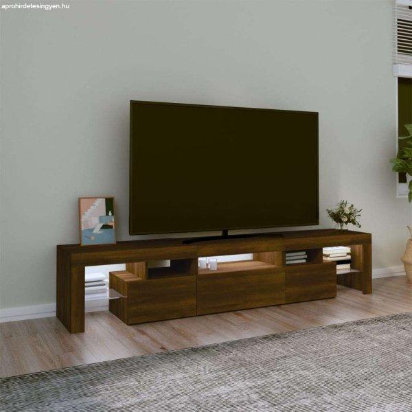 Barna tölgyszínű tv-szekrény led-lámpákkal 200x36,5x40 cm