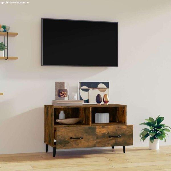 Füstös tölgyszínű szerelt fa tv-szekrény 80 x 36 x 50 cm