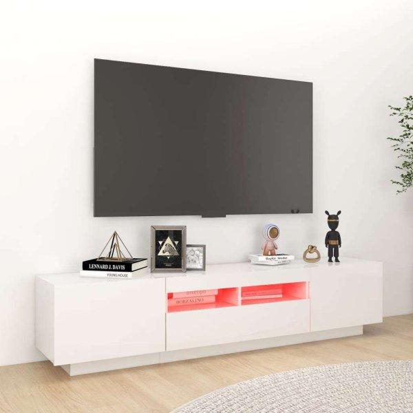 Magasfényű fehér tv-szekrény led-lámpákkal 180 x 35 x 40 cm