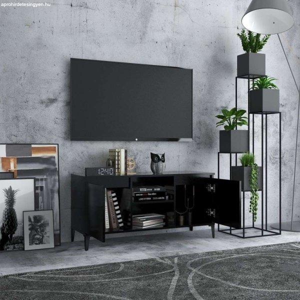 Fekete tv-szekrény fém lábakkal 103,5 x 35 x 50 cm