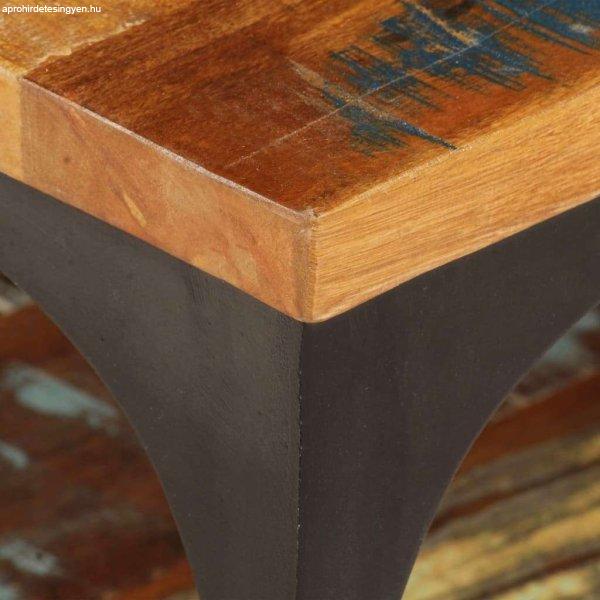 Tömör újrahasznosított fa dohányzóasztal polccal 100x60x35 cm