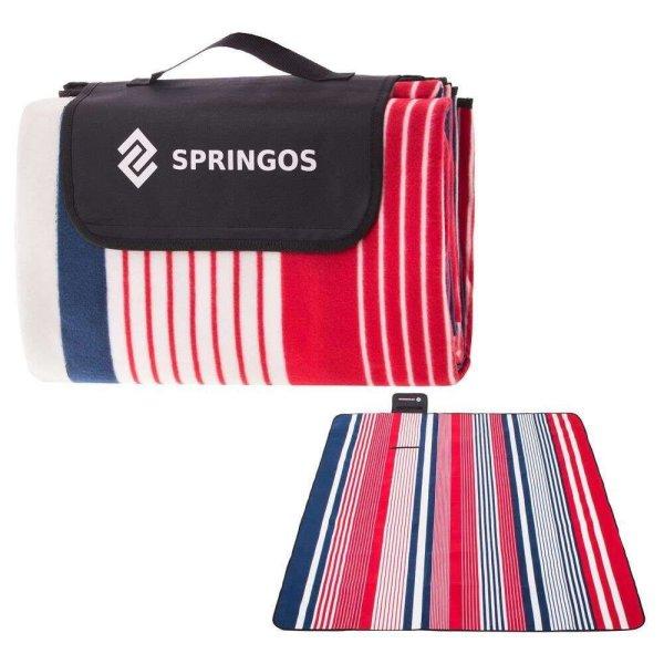 Piknik takaró, csíkos mintás, piros, 200x200 cm, Springos