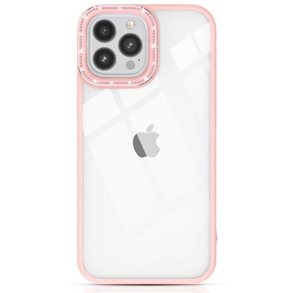 Kingxbar Sparkle Series tok iPhone 13 Pro kristályokkal rózsaszínű hátlapi
borítással