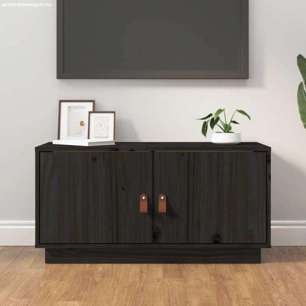 vidaXL fekete tömör fenyőfa TV-szekrény 80 x 34 x 40 cm