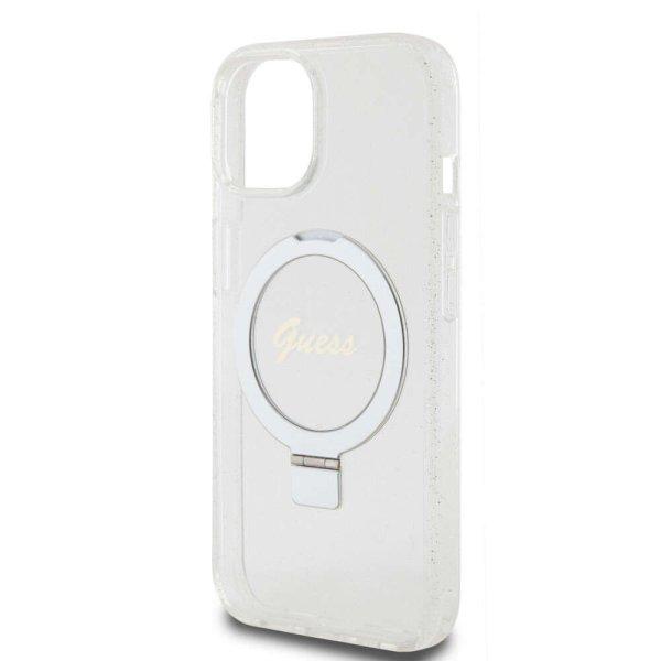Guess Apple iPhone 15 (6.1) IML Ring Stand Glitter MagSafe hátlapvédő tok
átlátszó (GUHMP15SHRSGSD)