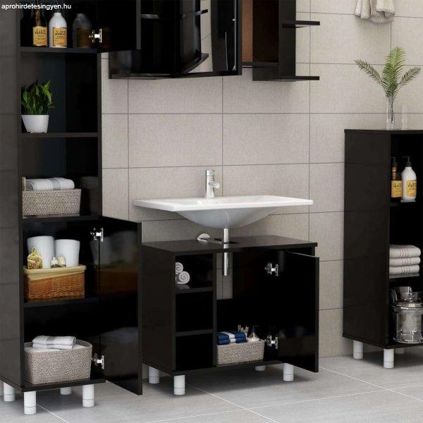 Fekete forgácslap fürdőszobaszekrény 60 x 32 x 53,5 cm