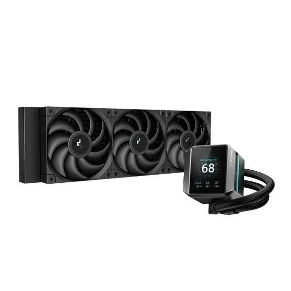 DeepCool CPU Water Cooler - MYSTIQUE 360 (max 21dB; max. 123,09 m3/h; 3x12cm,
LED kijelző, fekete)