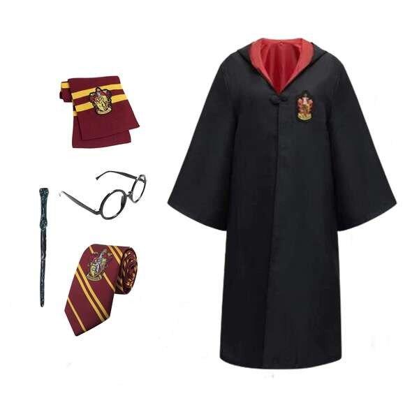 Harry Potter gyermek karneváli jelmez nyakkendővel, szemüveggel, pálcával
és sállal, IdeallStore®, 7-9 éves