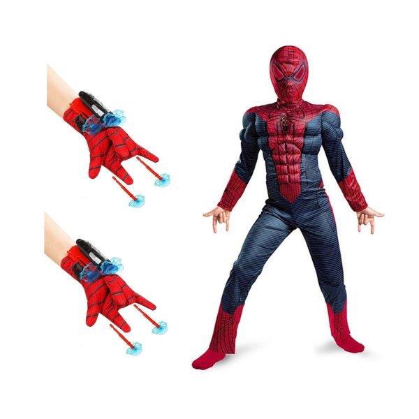 Spiderman KidMania® jelmez szett izmokkal és két indítókesztyűvel
tapadókoronggal 5-7 éves gyermekek számára 110 - 120 cm