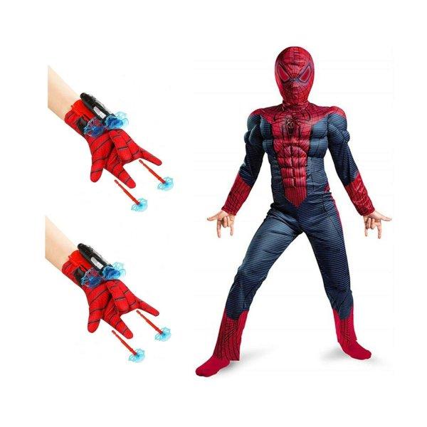Spiderman KidMania® jelmez szett izmokkal és két indítókesztyűvel
tapadókoronggal 7-9 éves gyermekek számára 120 - 130 cm