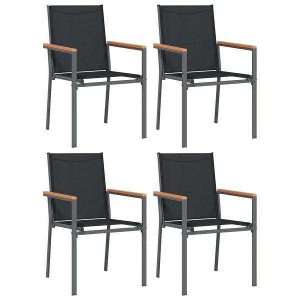 4 db fekete textilén és acél kerti szék 55x61,5x90 cm