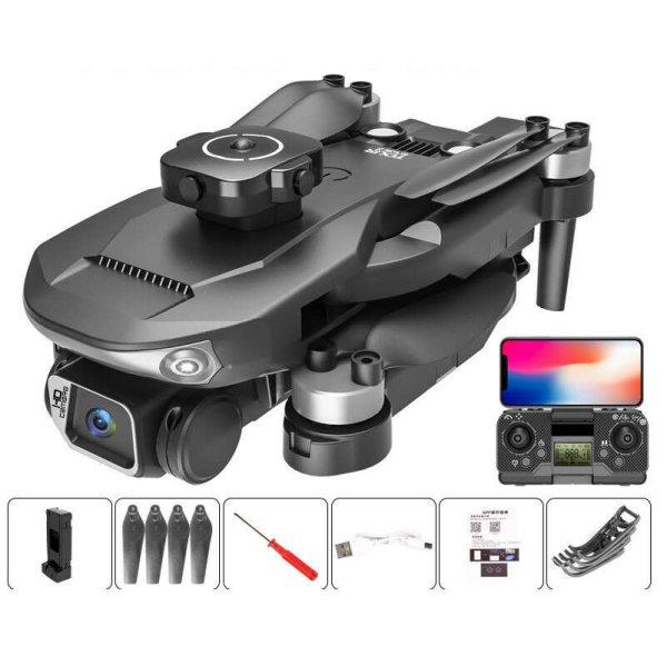 Toys Sky S165 Max Drón, dupla full HD kamera, 2.4G FPV, kefe nélküli motor,
élő közvetítés telefonra, 360°-os akadálykerülés, Fekete