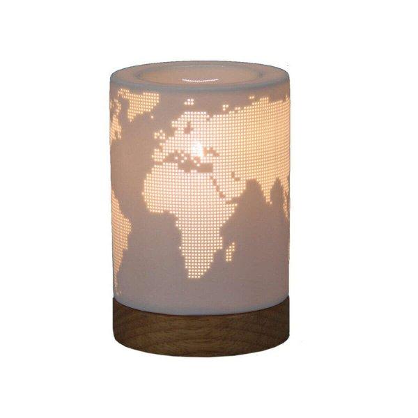 Asztali Lámpa Világtérkép Fa Porcelán