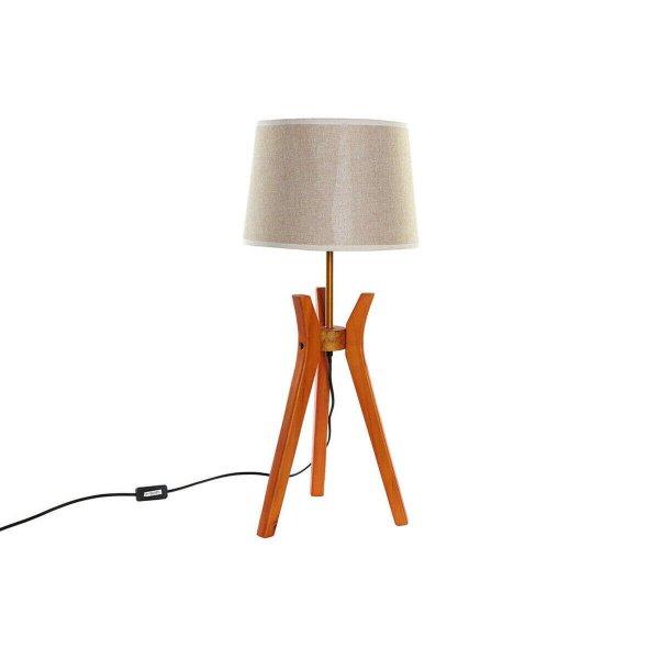 Asztali Lámpa DKD Home Decor Barna Bézs szín Poliészter Fa 220 V 50 W