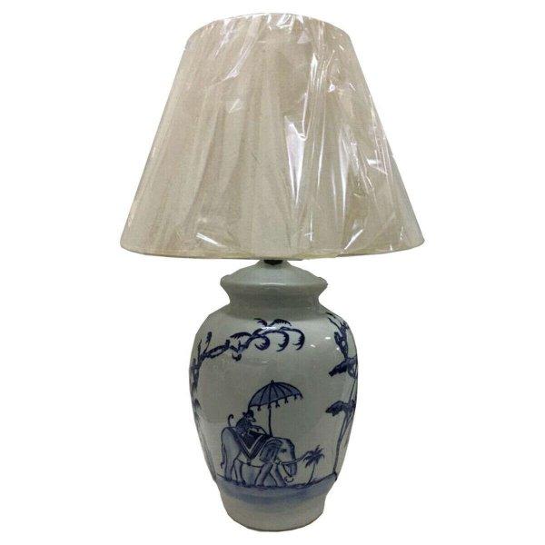 Asztali lámpa DKD Home Decor Kék Fehér Porcelán Elefánt (40 x 40 x 60 cm)