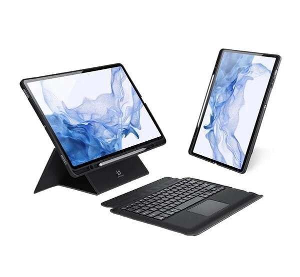 DUX DUCIS DK bluetooth billentyűzet + touch pad (asztali tartó, QWERTY, ceruza
tartó) FEKETE Samsung Galaxy Tab S7 FE 5G (SM-T736), Galaxy Tab S7 FE WIFI 12.4
(SM-T733), Galaxy Tab S7 FE WIFI (SM-T