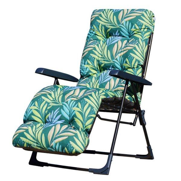 Patio Malaga Plus összecsukható kerti szék lábtartóval zöld levelek