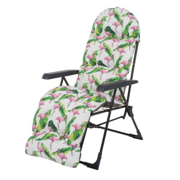Patio Samar Plus összecsukható kerti szék lábtartóval flamingós