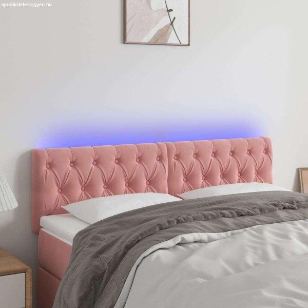 vidaXL rózsaszín bársony LED-es fejtámla 160 x 7 x 78/88 cm