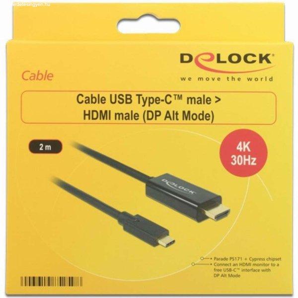 KAB USB-C > HDMI (ST-ST) 2m 4K 30Hz DeLOCK Black (85259)