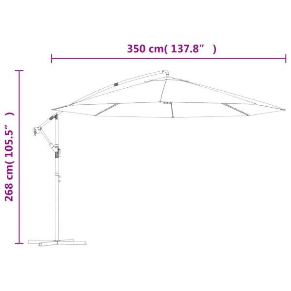 vidaXL tópszínű konzolos napernyő alumíniumrúddal 350 cm