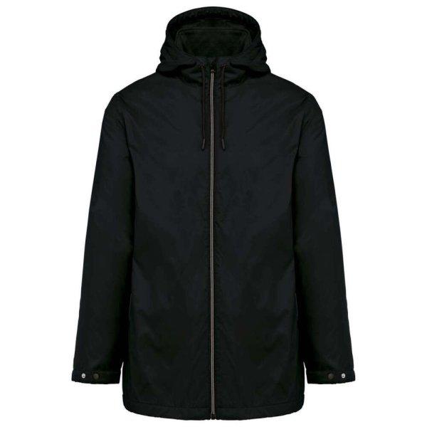 Kariban kapucnis unisex kabát, mikropolár béléssel KA6153, Black-M