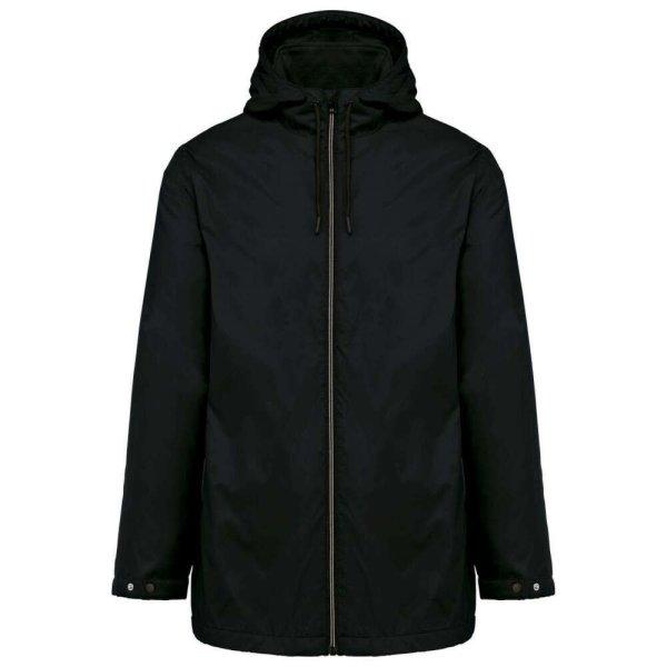 Kariban kapucnis unisex kabát, mikropolár béléssel KA6153, Black-L
