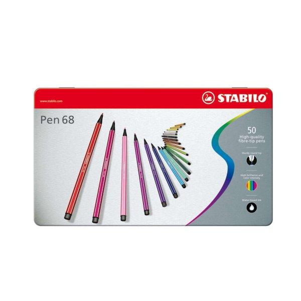 Stabilo Pen 68, 50 darab filctoll fémdobozban