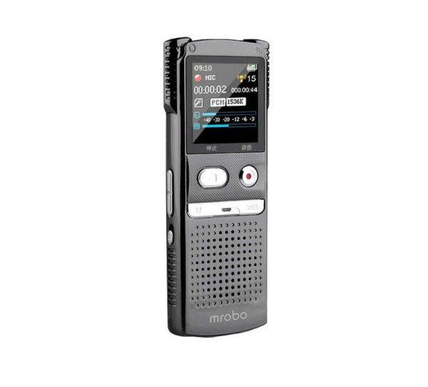 Mrobo Digitális Diktafon M98, zajcsökkentés, alumínium ház, 8GB,
ezüstszínű gombok
