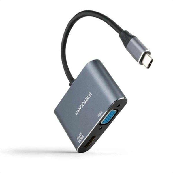 USB C–VGA/HDMI Adapter NANOCABLE 10.16.4303 4K Ultra HD
