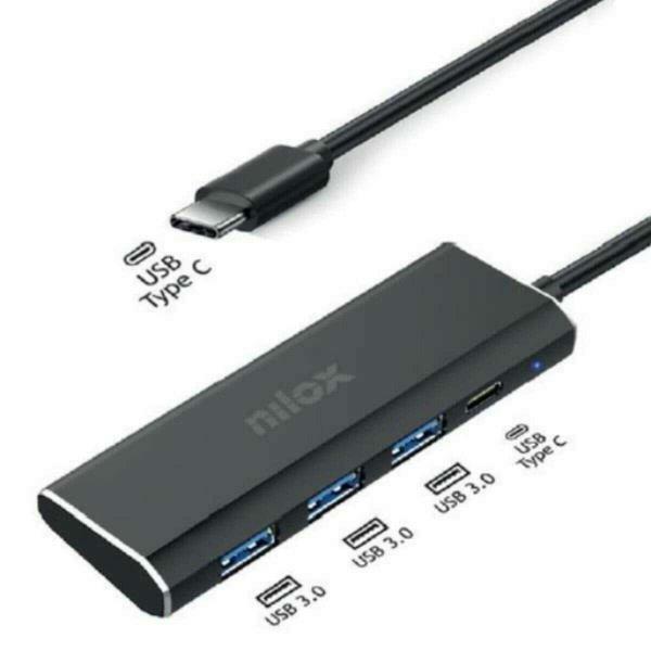 USB elosztó Nilox NXHUBUSBC03 Fekete