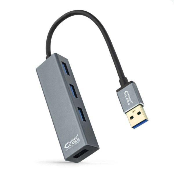 4 Portos USB Hub NANOCABLE 10.16.4402 USB 3.0 Szürke